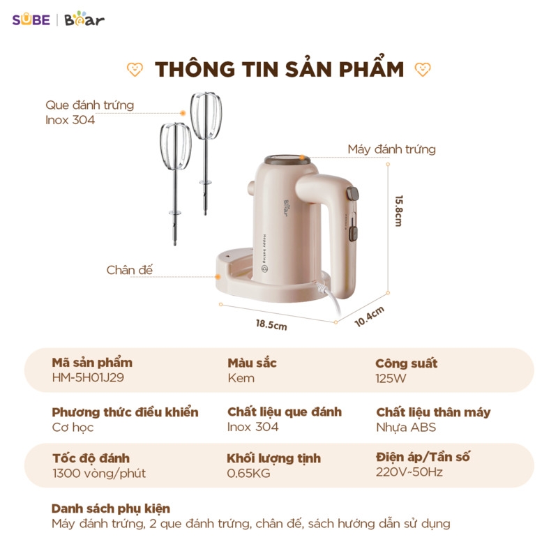 Máy đánh trứng Bear HM-5H01J29